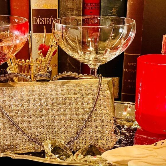 ♥️ Silver Lamé and Austrian Rhinestone purse, Walborg 60s handbag - Picture 10 of 16